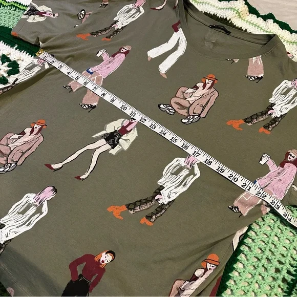 Zara Graphic Fashion Drawn Women Artistic Cotton T Shirt - Picture 7 of 9